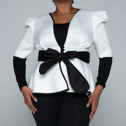 Short Sleeve Scuba Peplum Jacket