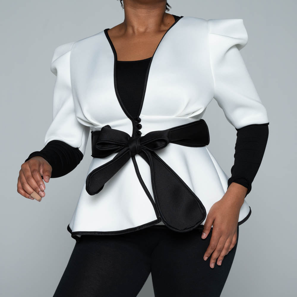 Short Sleeve Scuba Peplum Jacket