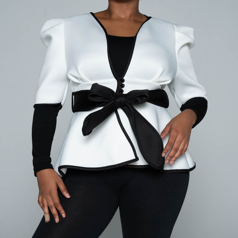 Short Sleeve Scuba Peplum Jacket