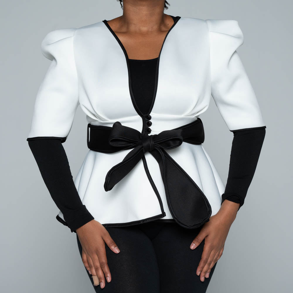 Short Sleeve Scuba Peplum Jacket