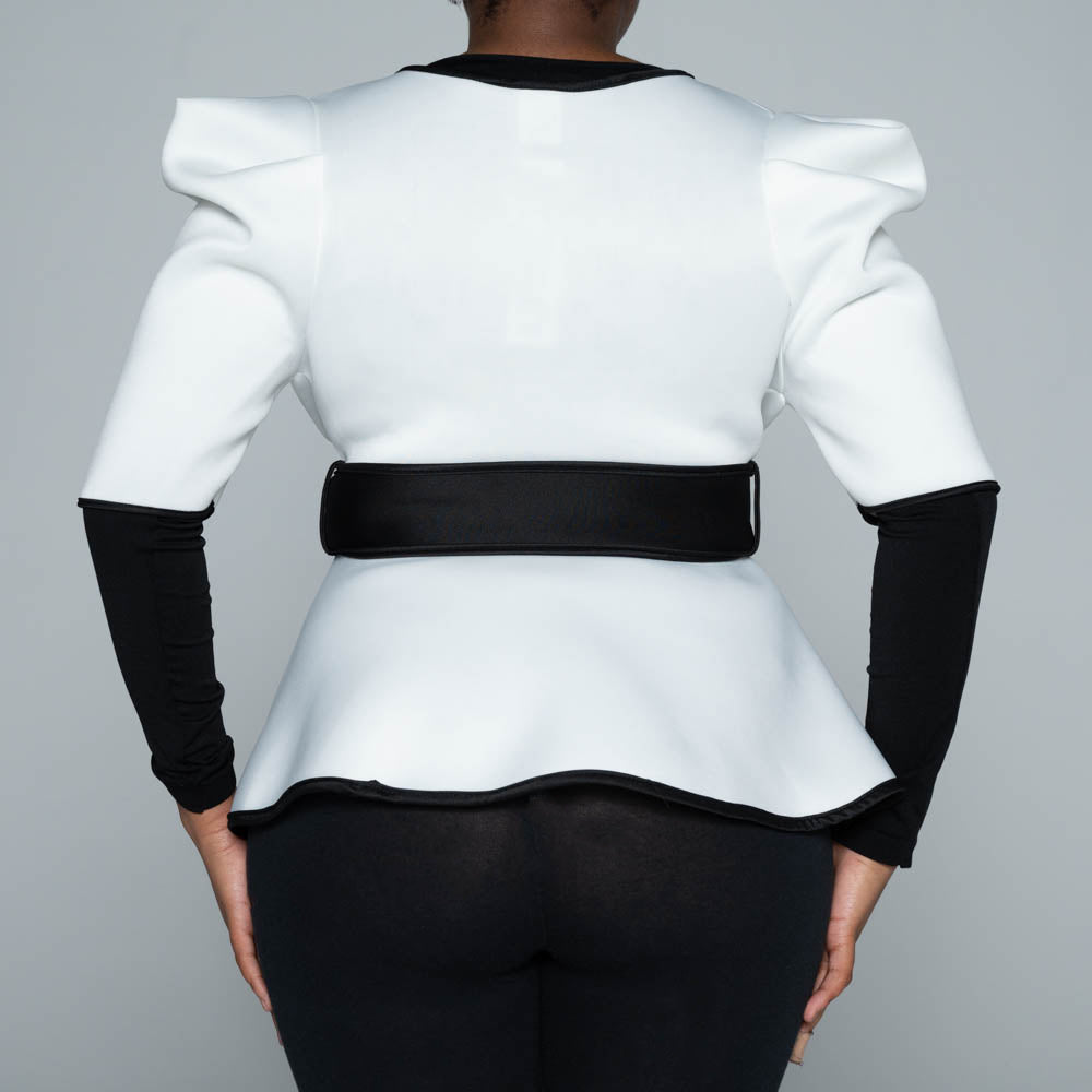 Short Sleeve Scuba Peplum Jacket