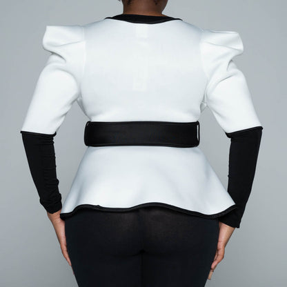 Short Sleeve Scuba Peplum Jacket