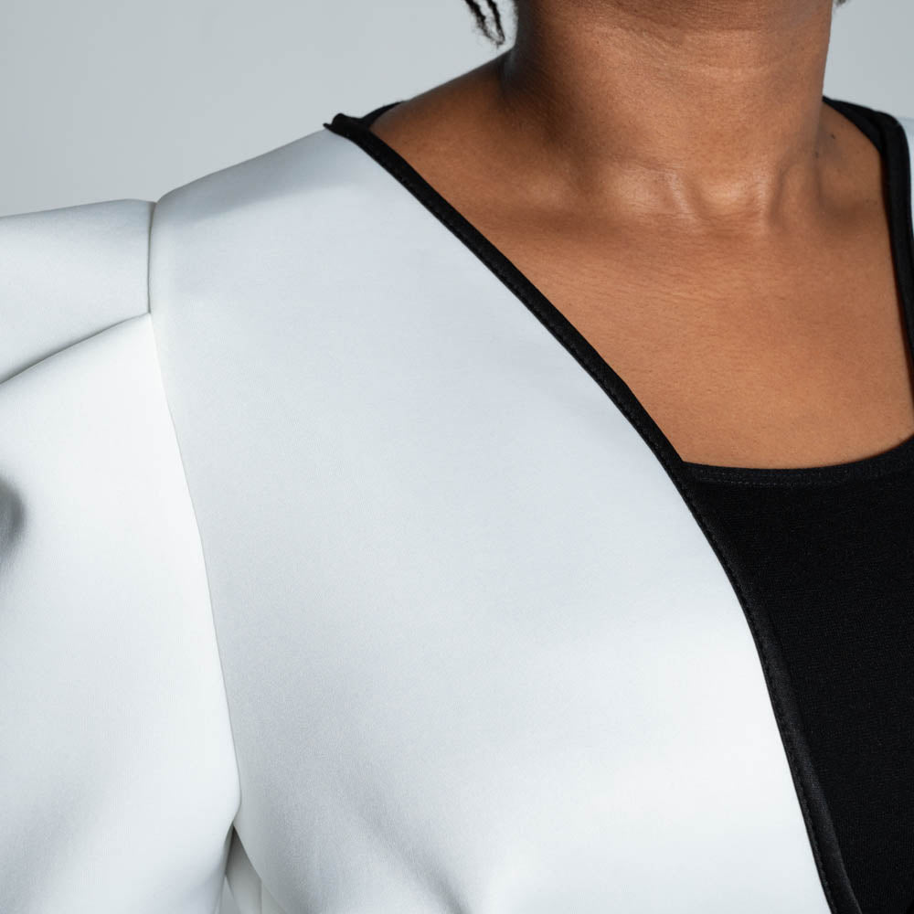 Short Sleeve Scuba Peplum Jacket