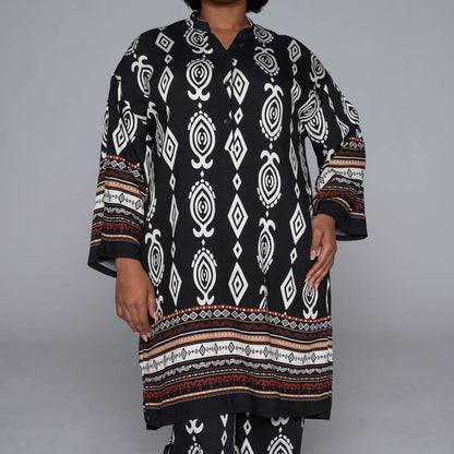 Border Print Rayon Nylon Top