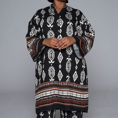 Border Print Rayon Nylon Top