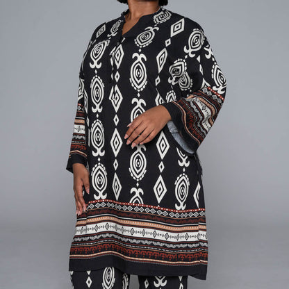 Border Print Rayon Nylon Top