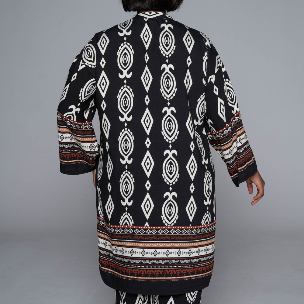 Border Print Rayon Nylon Top