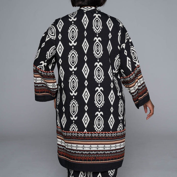 Border Print Rayon Nylon Top