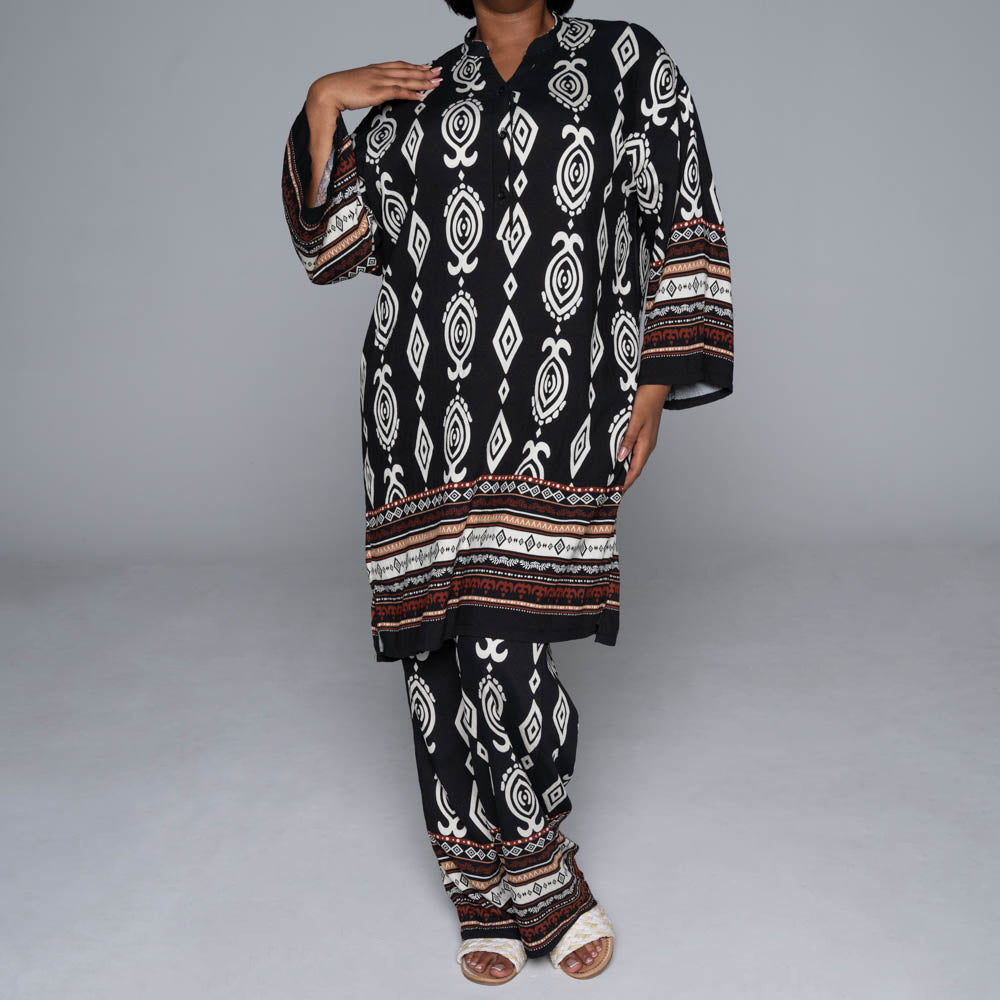 Border Print  Pants
