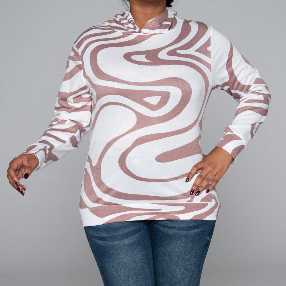 Mocca Long Sleeve Spun Poly Hooded Top