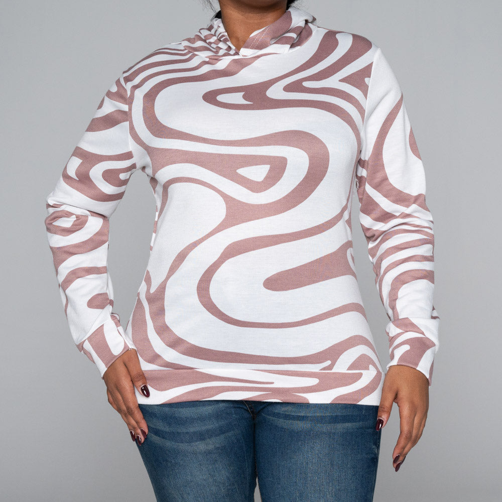 Mocca Long Sleeve Spun Poly Hooded Top