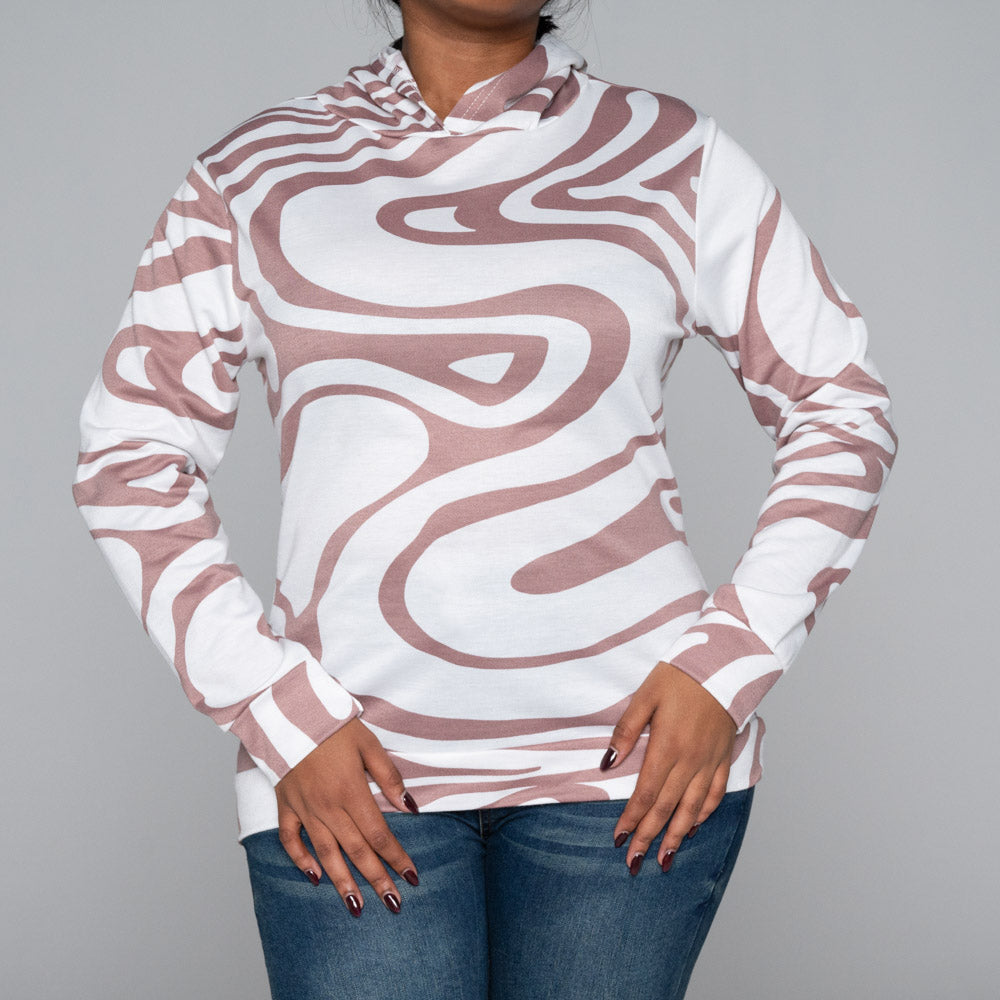 Mocca Long Sleeve Spun Poly Hooded Top