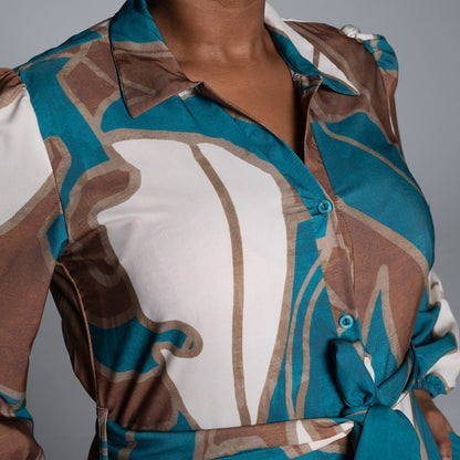 Long Sleeve Printed Soft Poly Tiered Dress