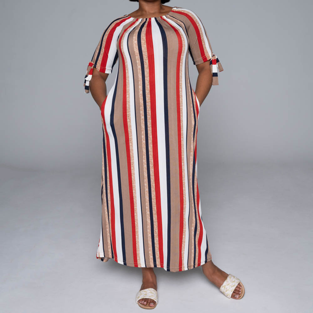 Striped Polyspan Jacquard Dress