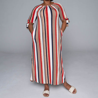Striped Polyspan Jacquard Dress