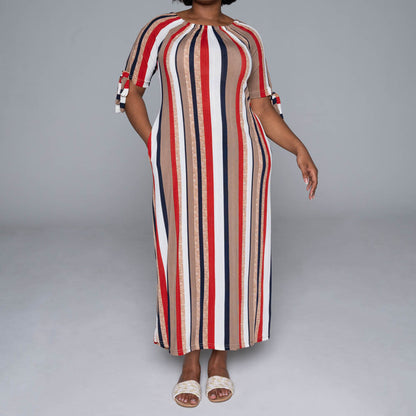 Striped Polyspan Jacquard Dress