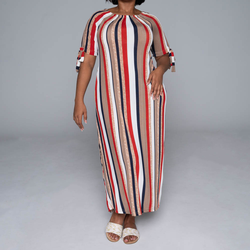 Striped Polyspan Jacquard Dress
