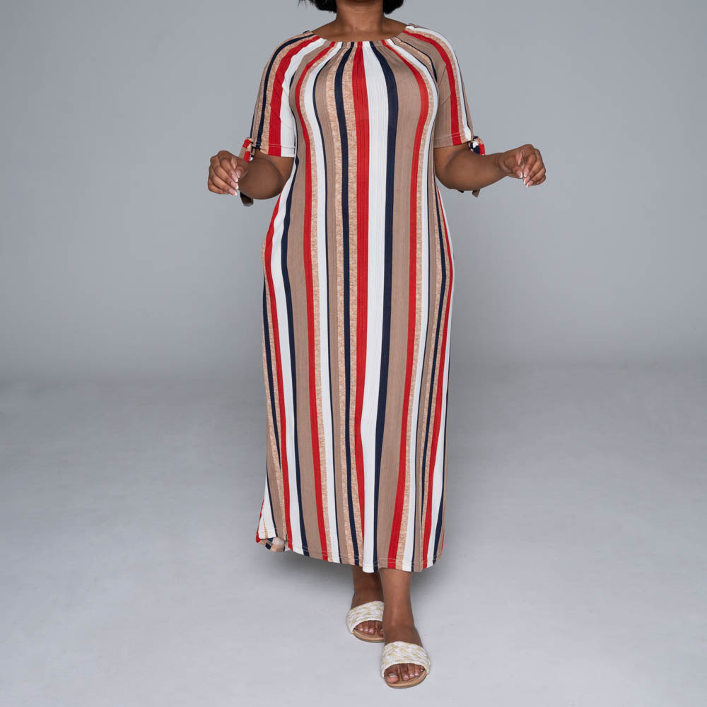 Striped Polyspan Jacquard Dress