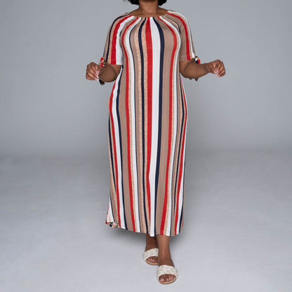 Striped Polyspan Jacquard Dress