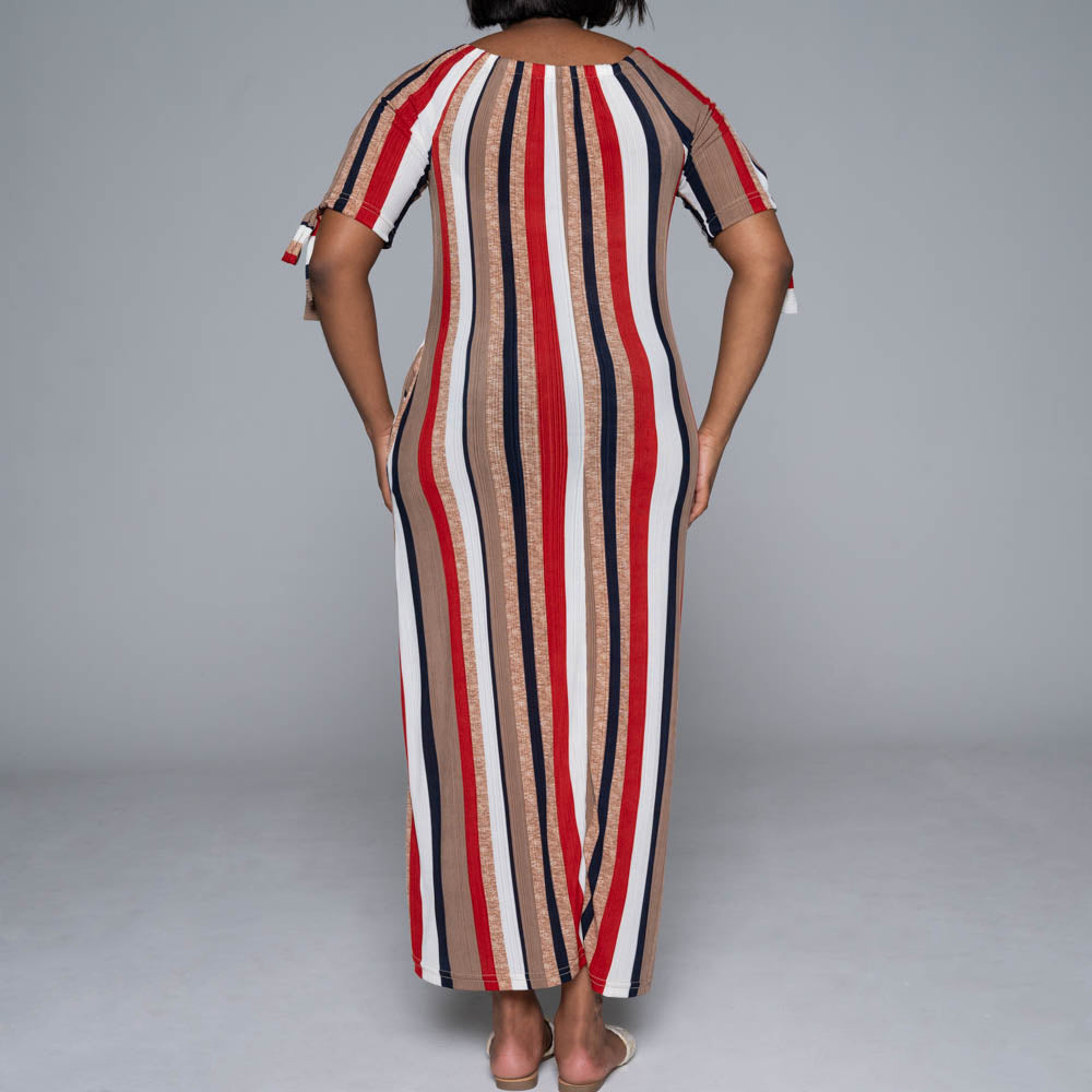 Striped Polyspan Jacquard Dress