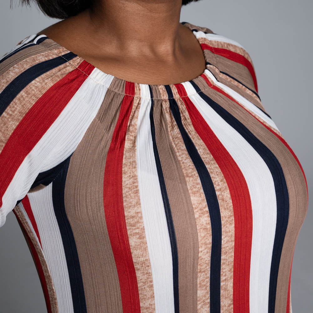 Striped Polyspan Jacquard Dress