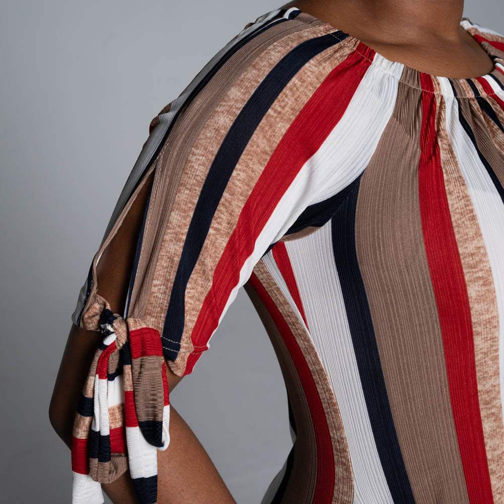 Striped Polyspan Jacquard Dress