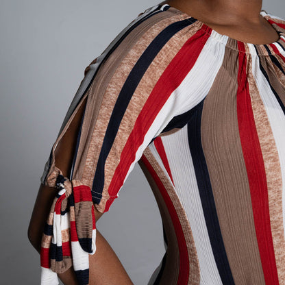 Striped Polyspan Jacquard Dress