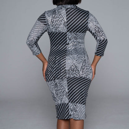 Jersey Knit Roll Collar Dress