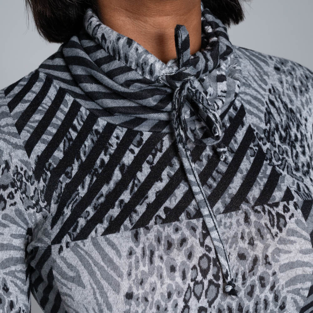 Jersey Knit Roll Collar Dress