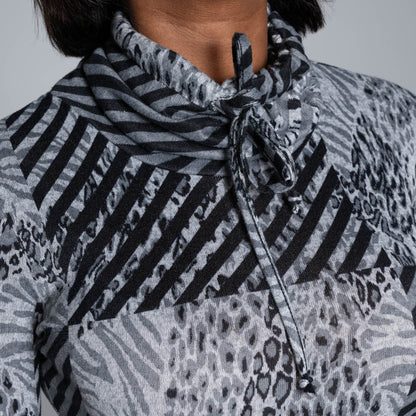 Jersey Knit Roll Collar Dress