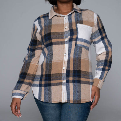Camel Check Print Shacket