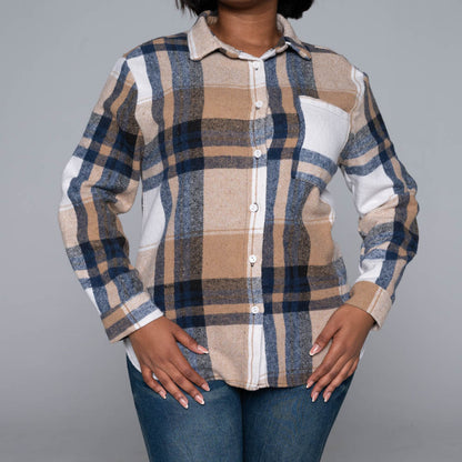 Camel Check Print Shacket