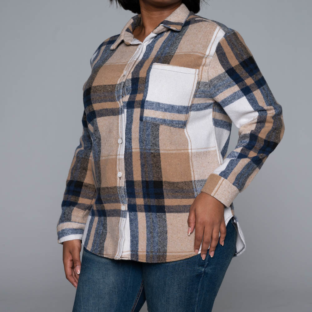 Camel Check Print Shacket