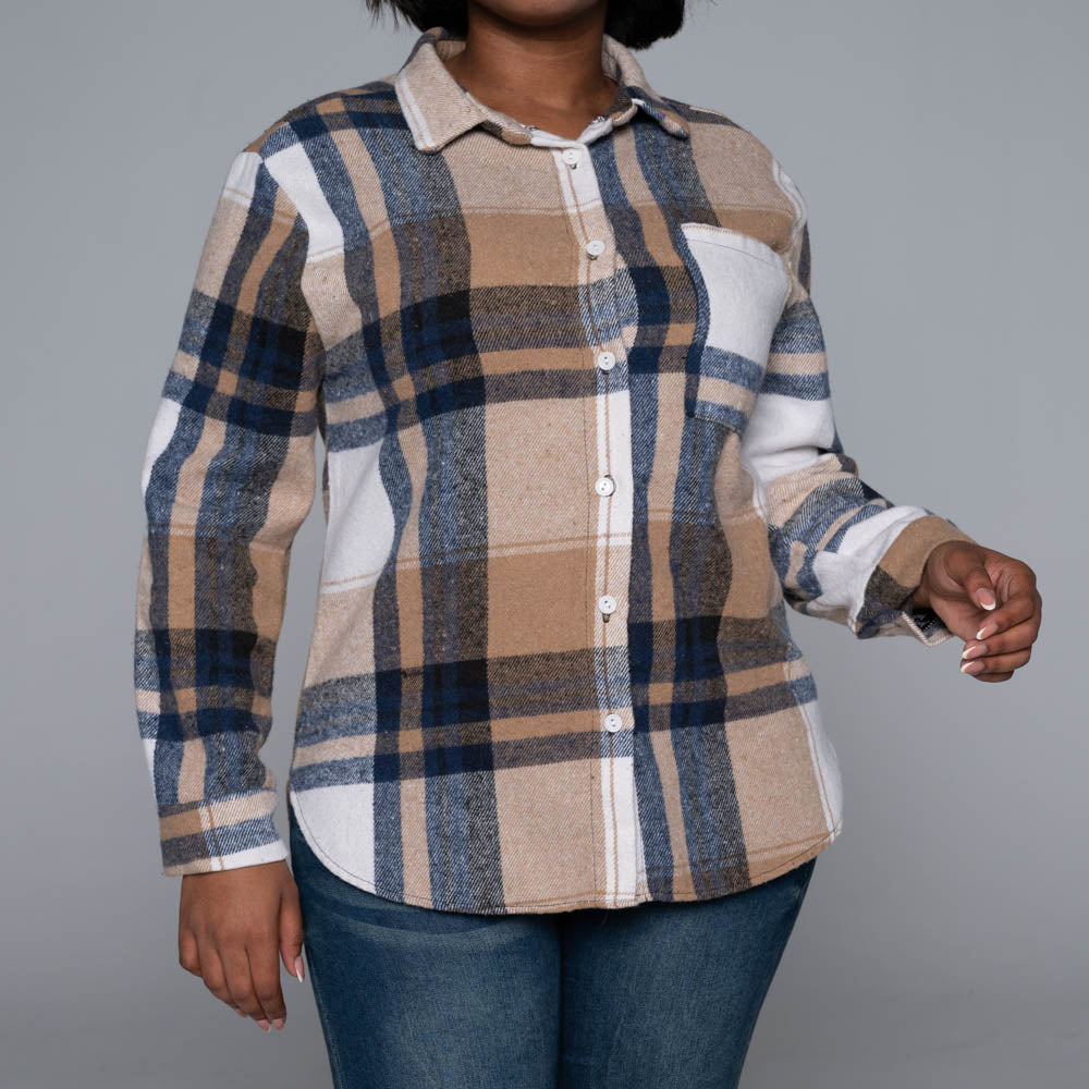 Camel Check Print Shacket