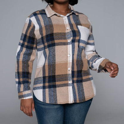 Camel Check Print Shacket
