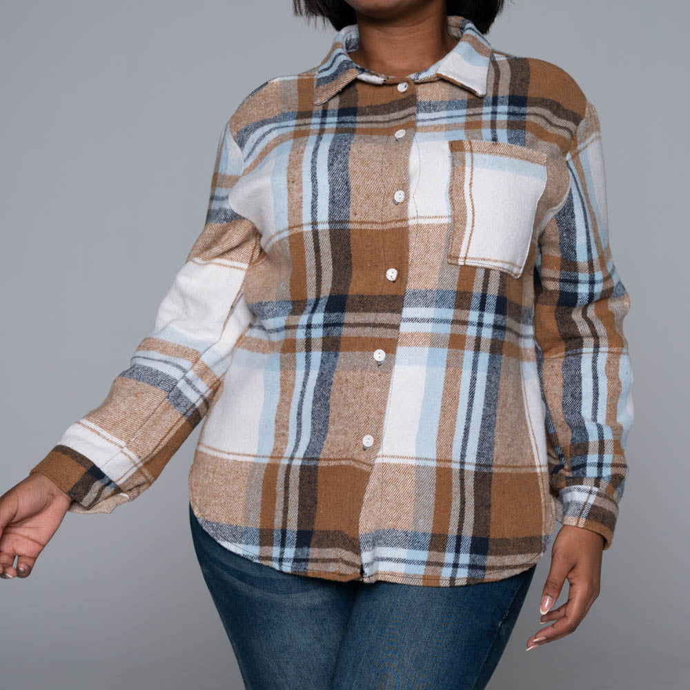 Stone Check Print Shacket
