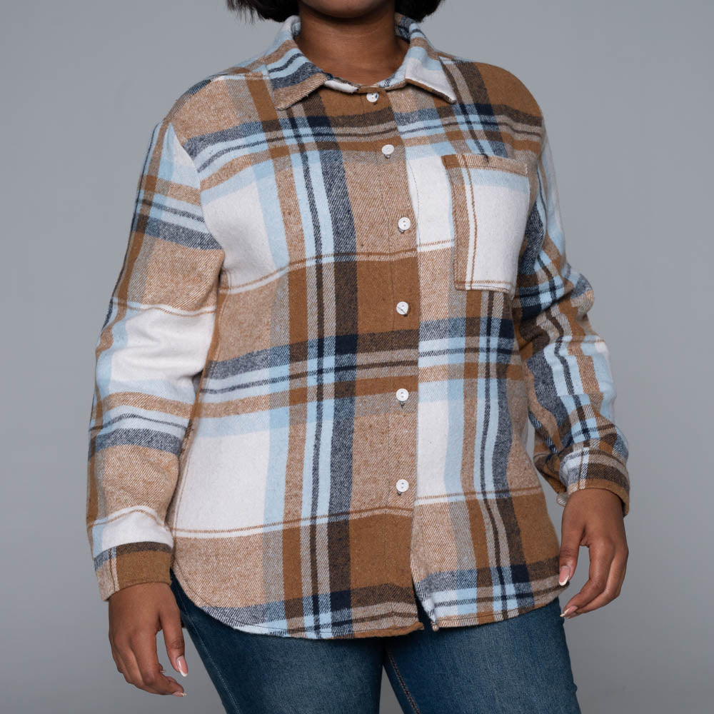 Stone Check Print Shacket