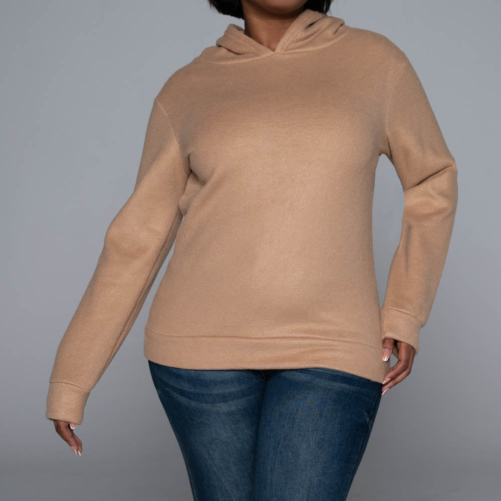 Camel Polar Fleece Hooded Top