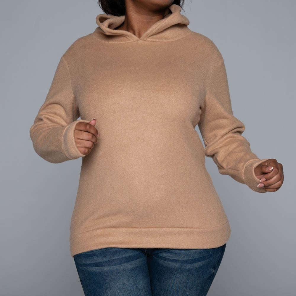Camel Polar Fleece Hooded Top