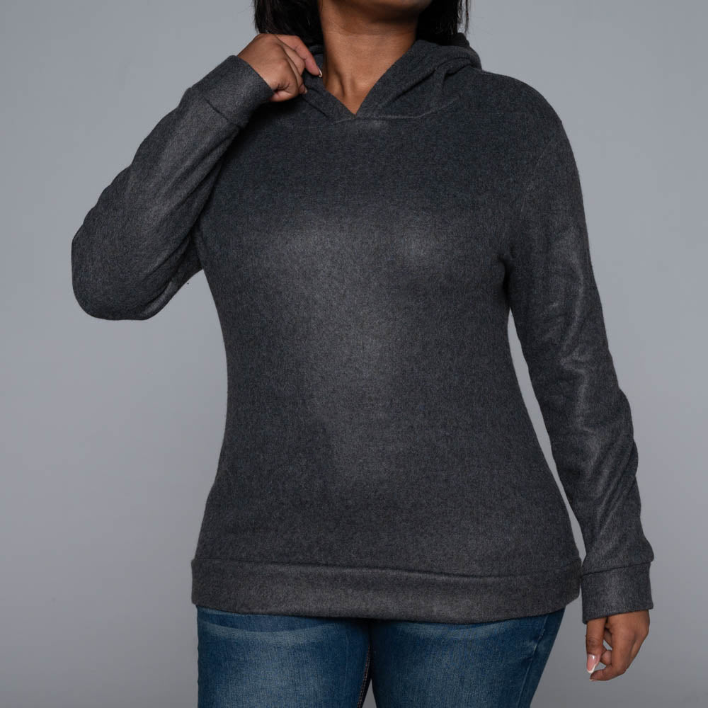 Charcoal Polar Fleece Hooded Top