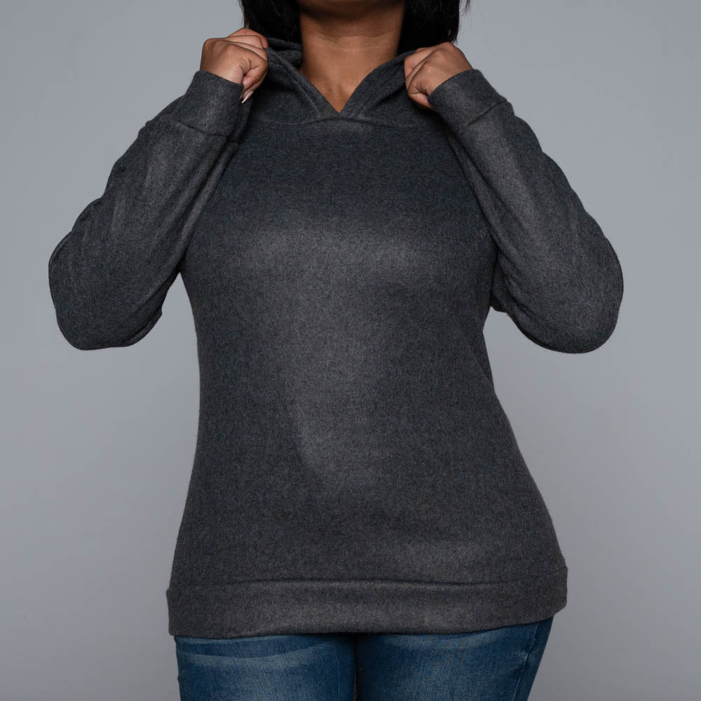 Charcoal Polar Fleece Hooded Top