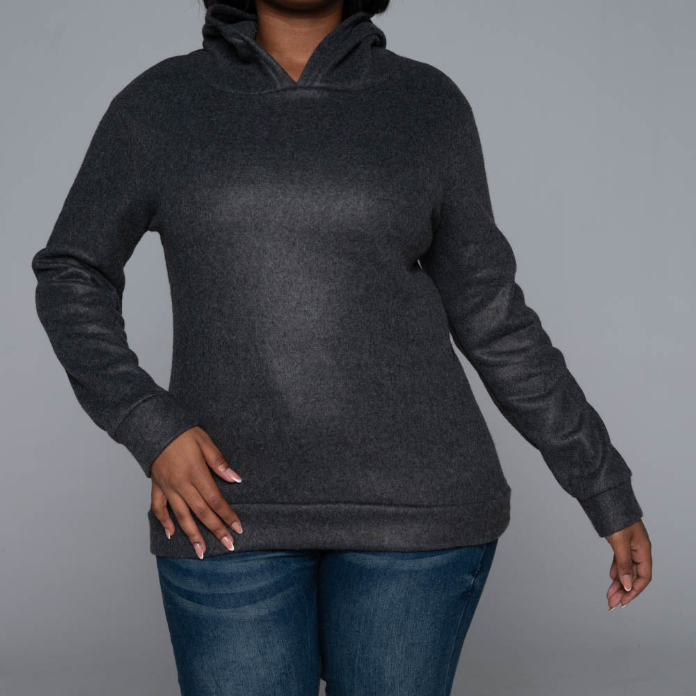Charcoal Polar Fleece Hooded Top