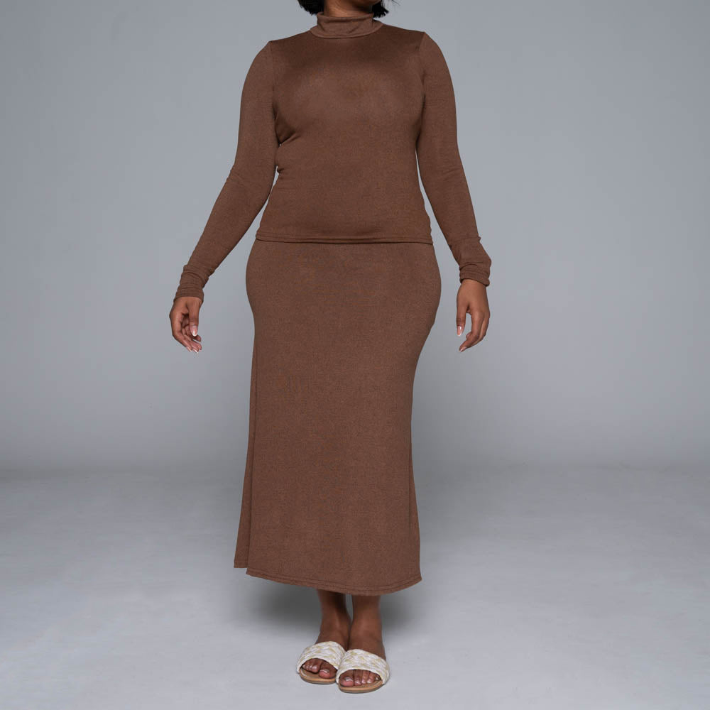 Brown Jersey Knit Skirt