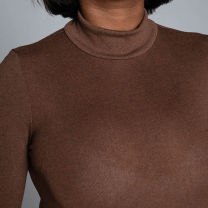 Brown Long Sleeve Jersey Knit Top