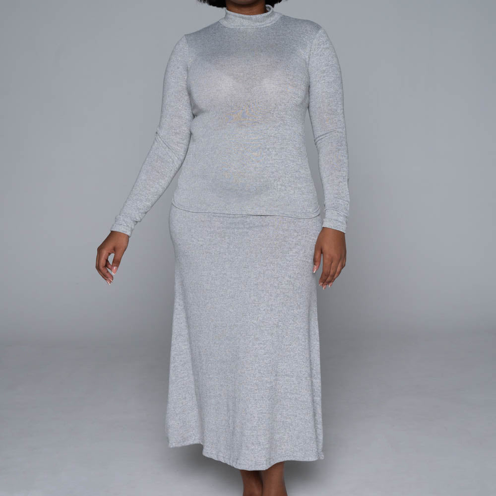 Grey Long Sleeve Jersey Knit Top