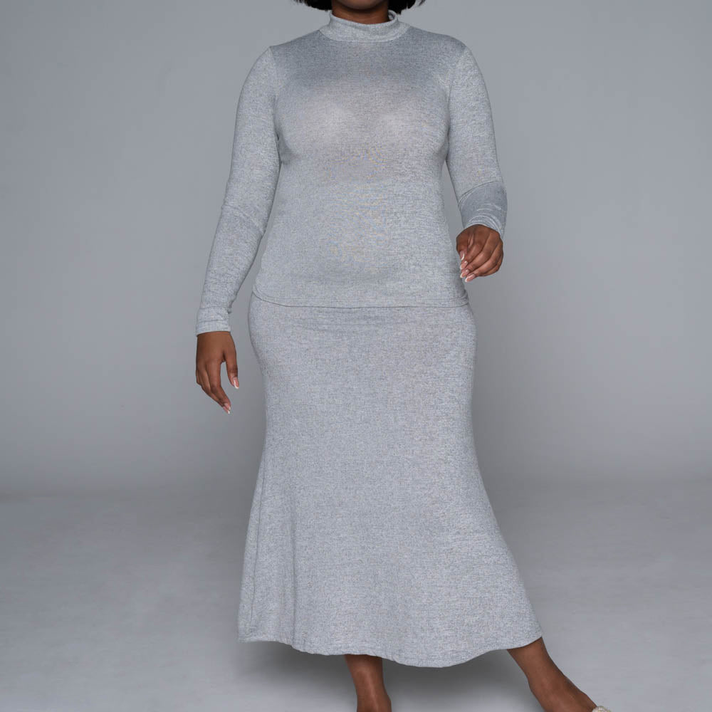 Grey Jersey Knit Skirt