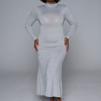 Grey Long Sleeve Jersey Knit Top