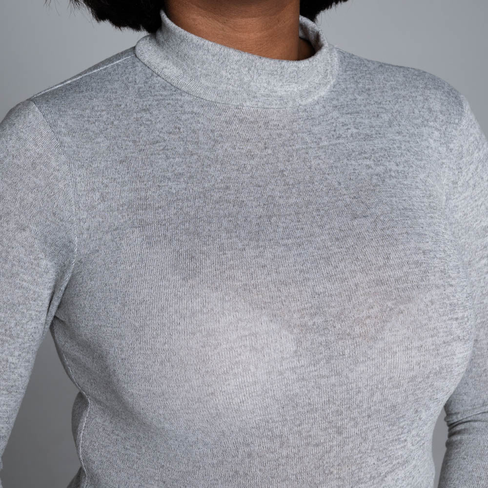 Grey Long Sleeve Jersey Knit Top