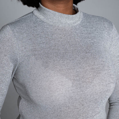 Grey Long Sleeve Jersey Knit Top