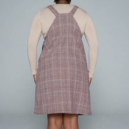 Poly Wool Check Print Pinafore Dress